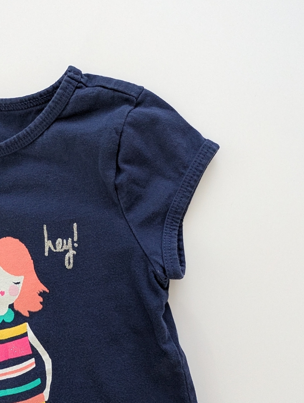 Gymboree Girls Navy Graphic 'Hey Girl' Short Sleeve Tee Cotton Size S (5/6) - Picture 3 of 7
